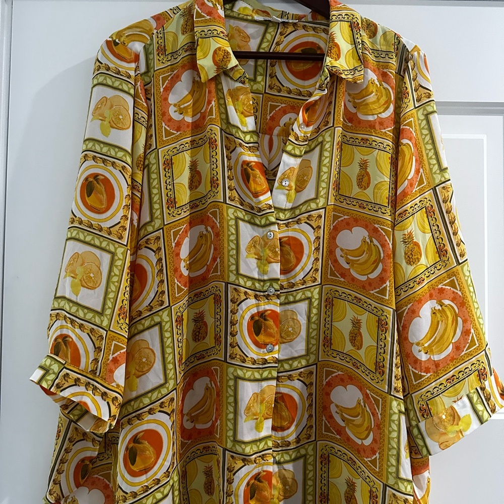 Vintage Patterned Button-Up Shirt